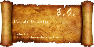 Baluh Ompoly névjegykártya